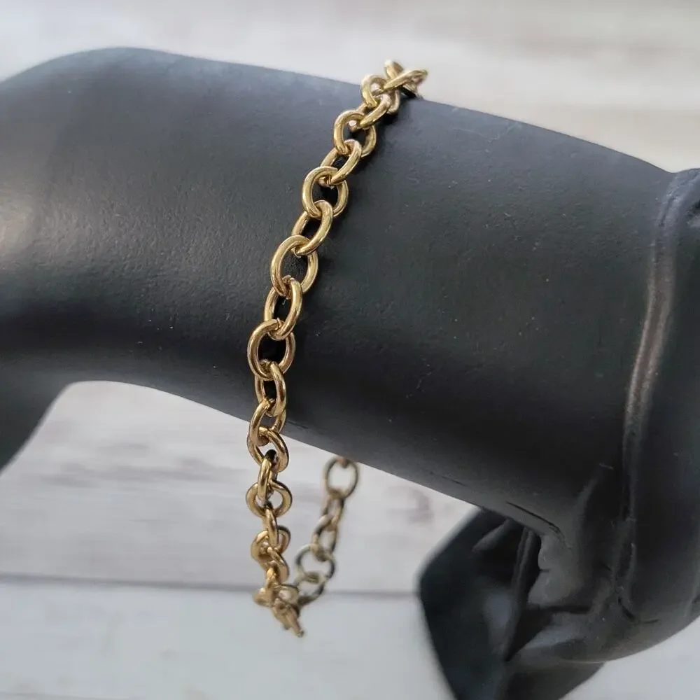 Vintage Bracelet - Gold Tone 7.5" Chain Bracelet